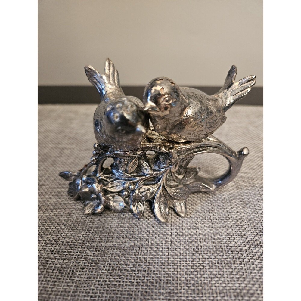 Weidlich Bros. Silver Plated Birds Salt and Pepper Shakers on Stand